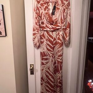 Rust and Cream Tropical Print Jumper
